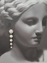 Load image into Gallery viewer, Grace (v2) - pearls tapered cascading gold filled flower shaped stud earrings