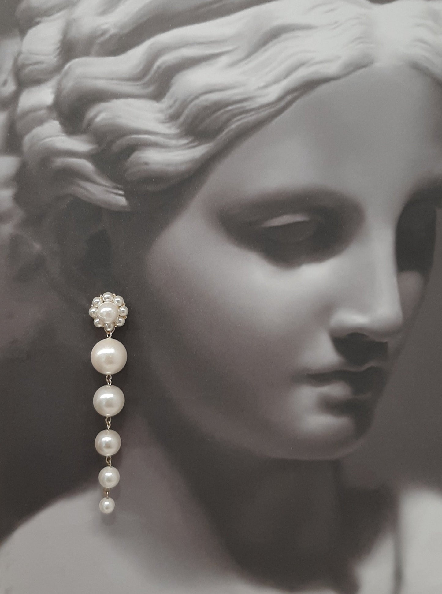 Grace (v2) - pearls tapered cascading flower shaped stud earrings