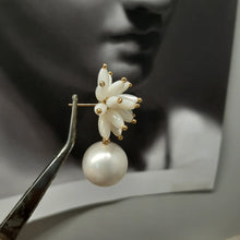 Load image into Gallery viewer, Helena - bursting half sphere and round pearl drop stud earrings