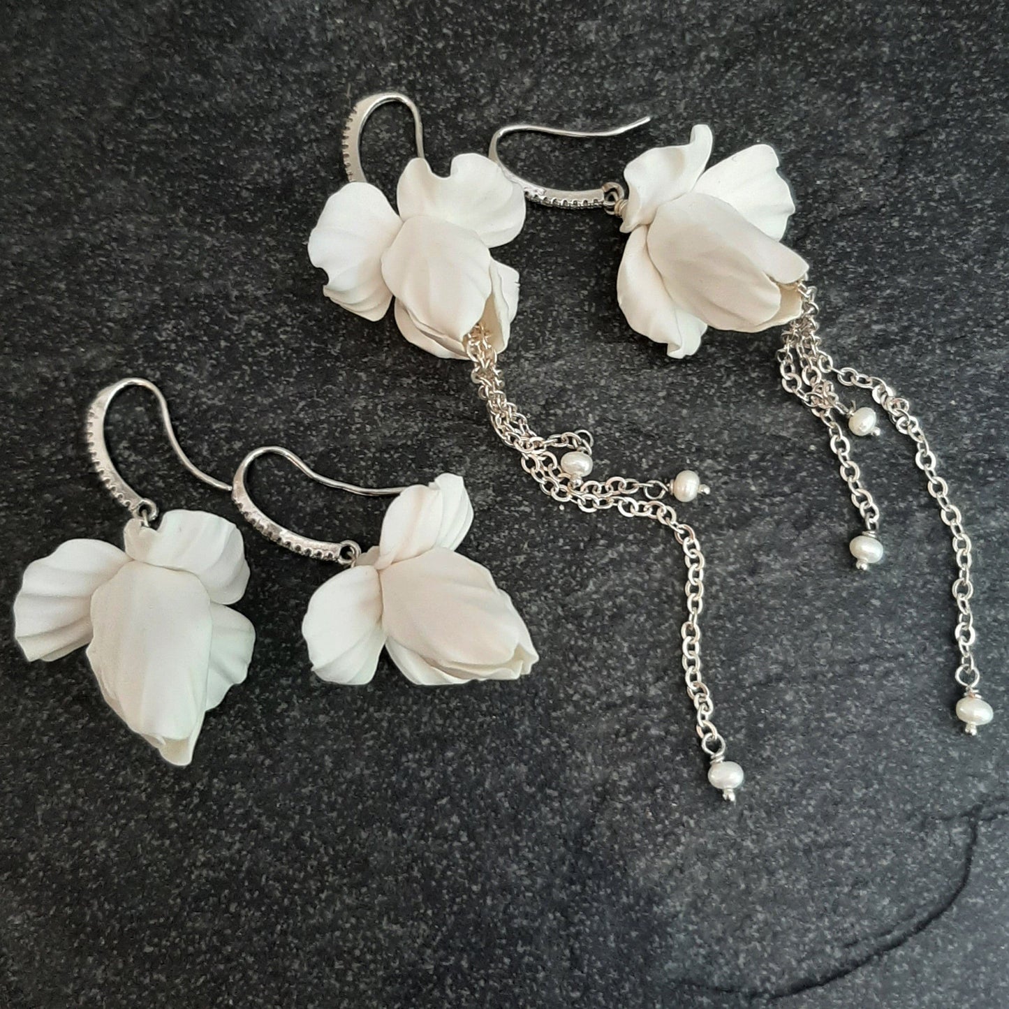 Iris v2 flower short and long cascading earrings