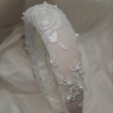 Load image into Gallery viewer, Liara - ivory lace and pearl embellished headband