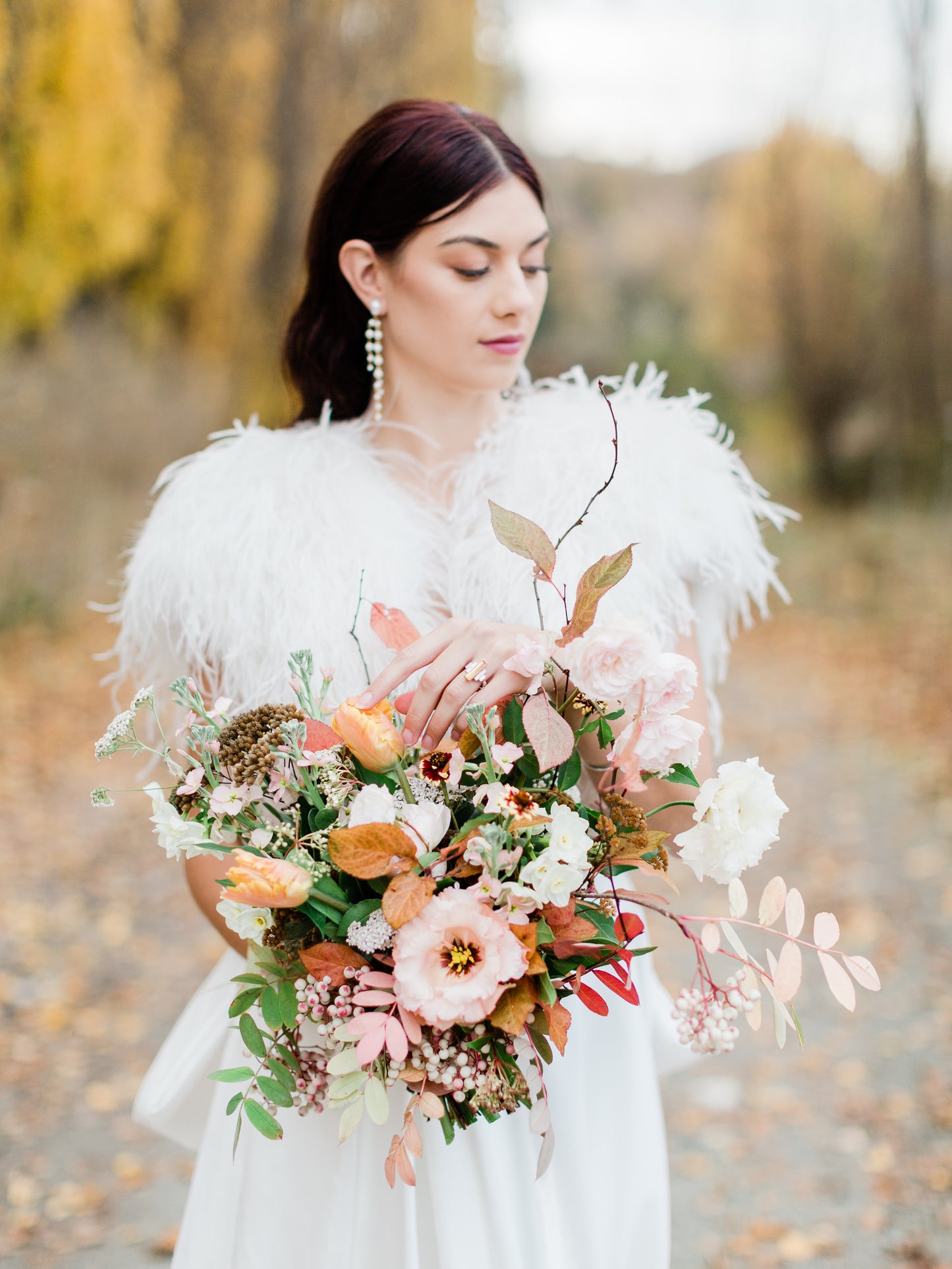 Linelle - freshwater pearls oval stud and tapered multi cascading earrings