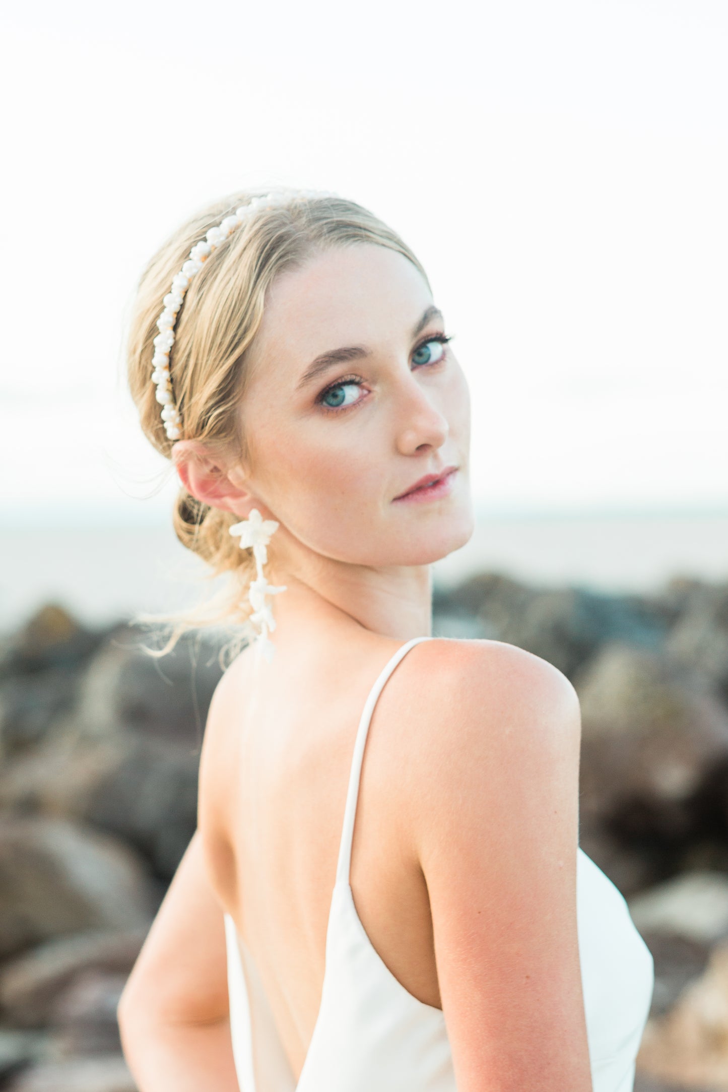 Lacey - freshwater pearls headband woven with silver or gold wires