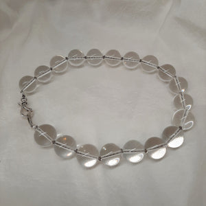 Krystal - natural crystal quartz beads sterling silver clasp choker necklace