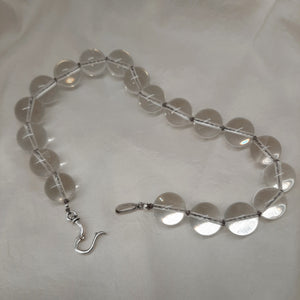 Krystal - natural crystal quartz beads sterling silver clasp choker necklace