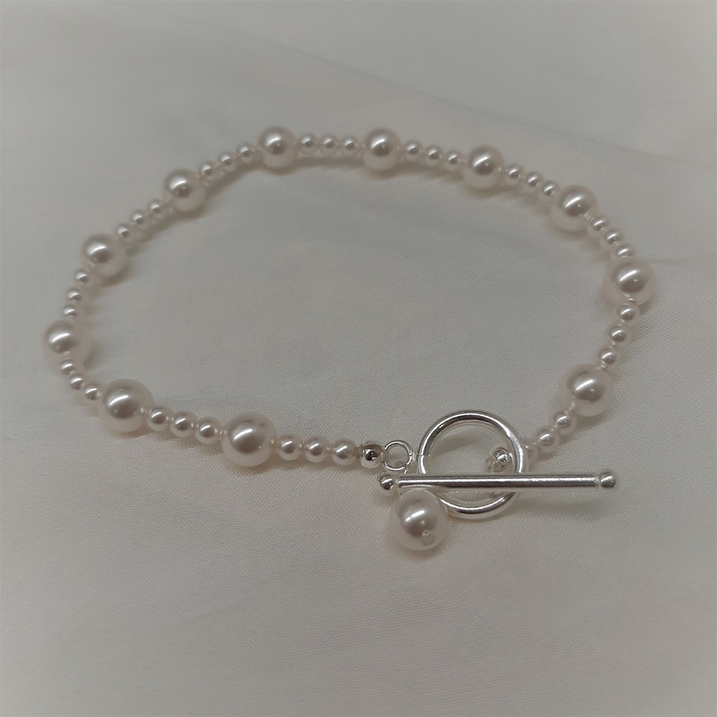 LILY - crystal base pearls sterling silver filled clasp and bead charm bracelet