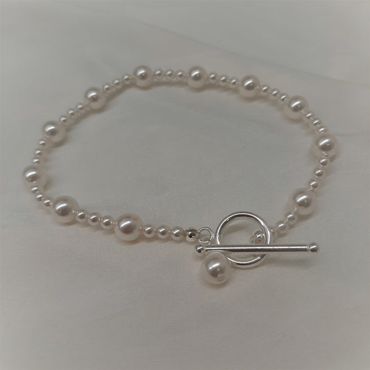 LILY - crystal base pearls sterling silver filled clasp and bead charm bracelet