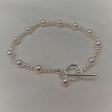 Load image into Gallery viewer, LILY - crystal base pearls sterling silver filled clasp and bead charm bracelet