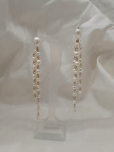 Load image into Gallery viewer, Linelle - freshwater pearls oval stud and tapered multi cascading earrings