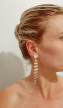 Load image into Gallery viewer, Linelle - freshwater pearls oval stud and tapered multi cascading earrings