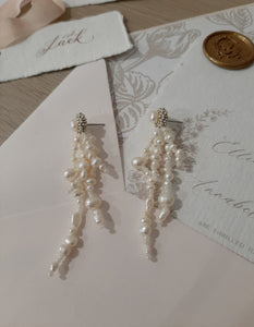 Mariah - natural organic shaped freshwater pearls cascading stud earrings