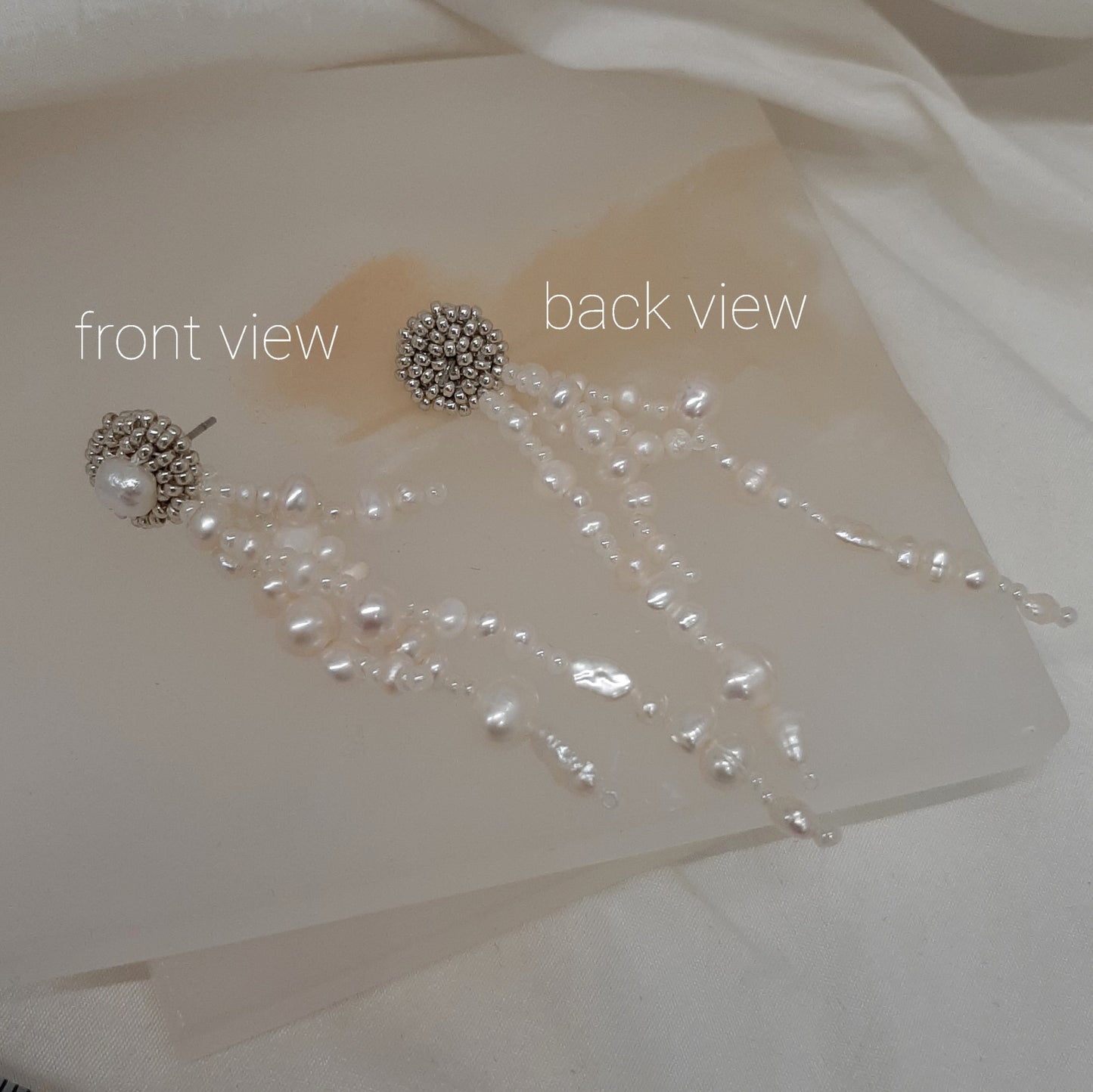 Mariah - natural organic shaped freshwater pearls cascading stud earrings