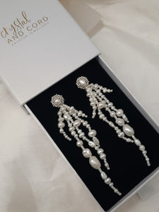 Mariah - natural organic shaped freshwater pearls cascading stud earrings