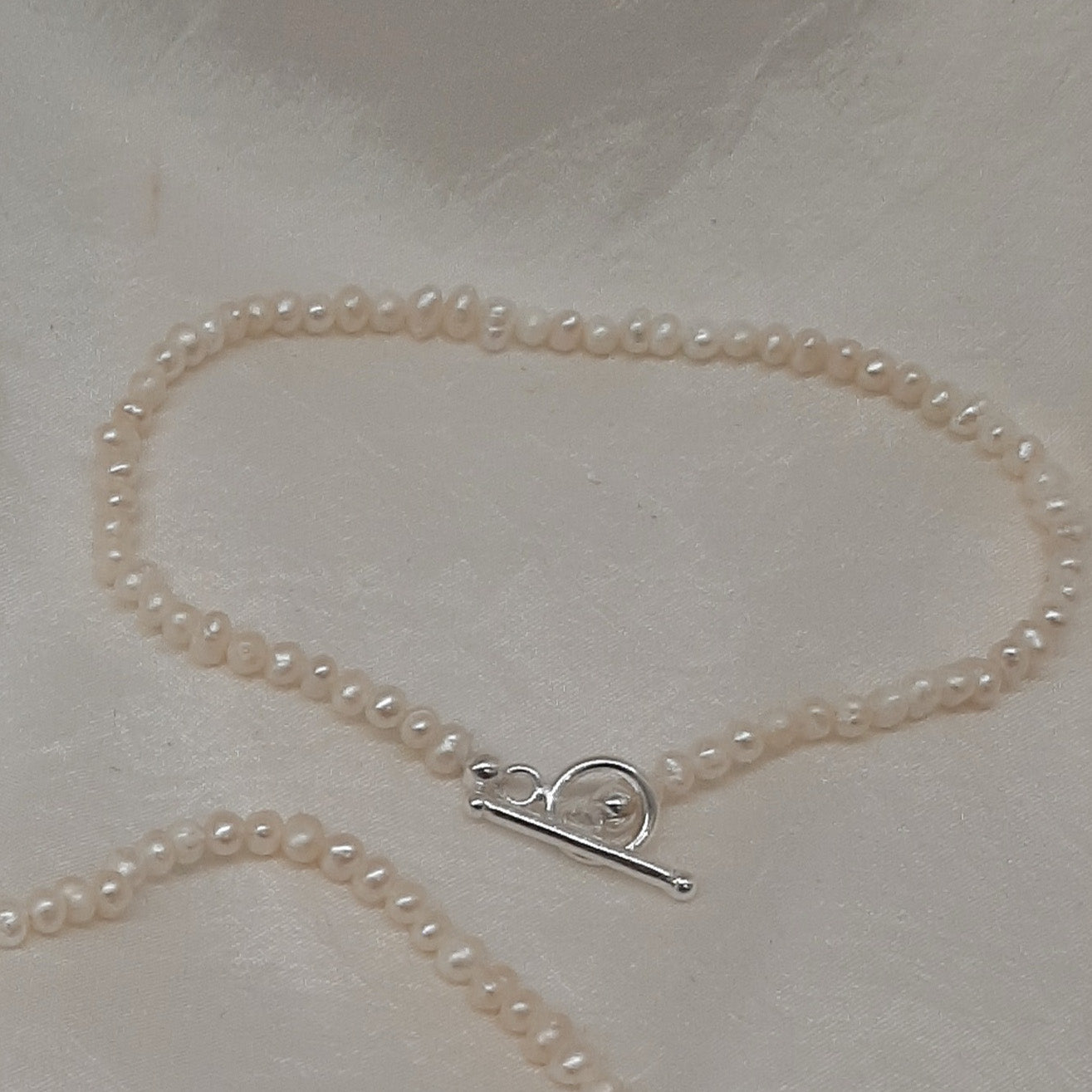 Marianna - medium, small and tiny natural cultured freshwater pearls necklace and bracelets with sterling silver clasps