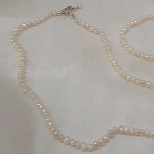 Marianna - medium, small and tiny natural cultured freshwater pearls necklace and bracelets with sterling silver clasps