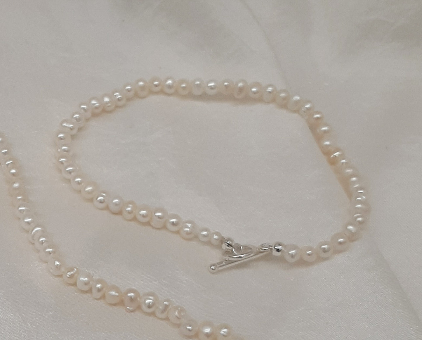 Marianna - medium, small and tiny natural cultured freshwater pearls necklace and bracelets with sterling silver clasps