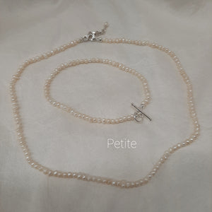 Marianna - medium, small and tiny natural cultured freshwater pearls necklace and bracelets with sterling silver clasps