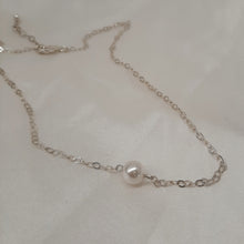 Load image into Gallery viewer, Mattie - silver-tone tiny chain and Swarovski crystal pearl pendant drop necklace