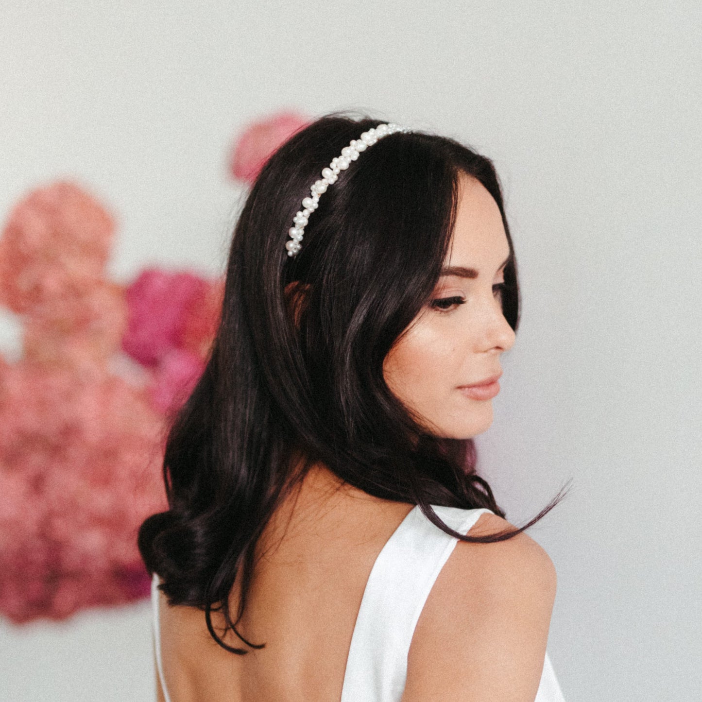 Lacey - freshwater pearls headband woven with silver or gold wires