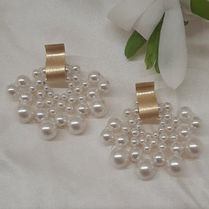 Naomi - Swarovski crystal pearl beads half circle shaped stud earrings