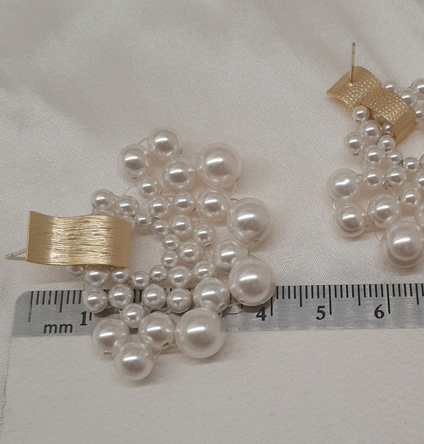 Naomi - Swarovski crystal pearl beads half circle shaped stud earrings