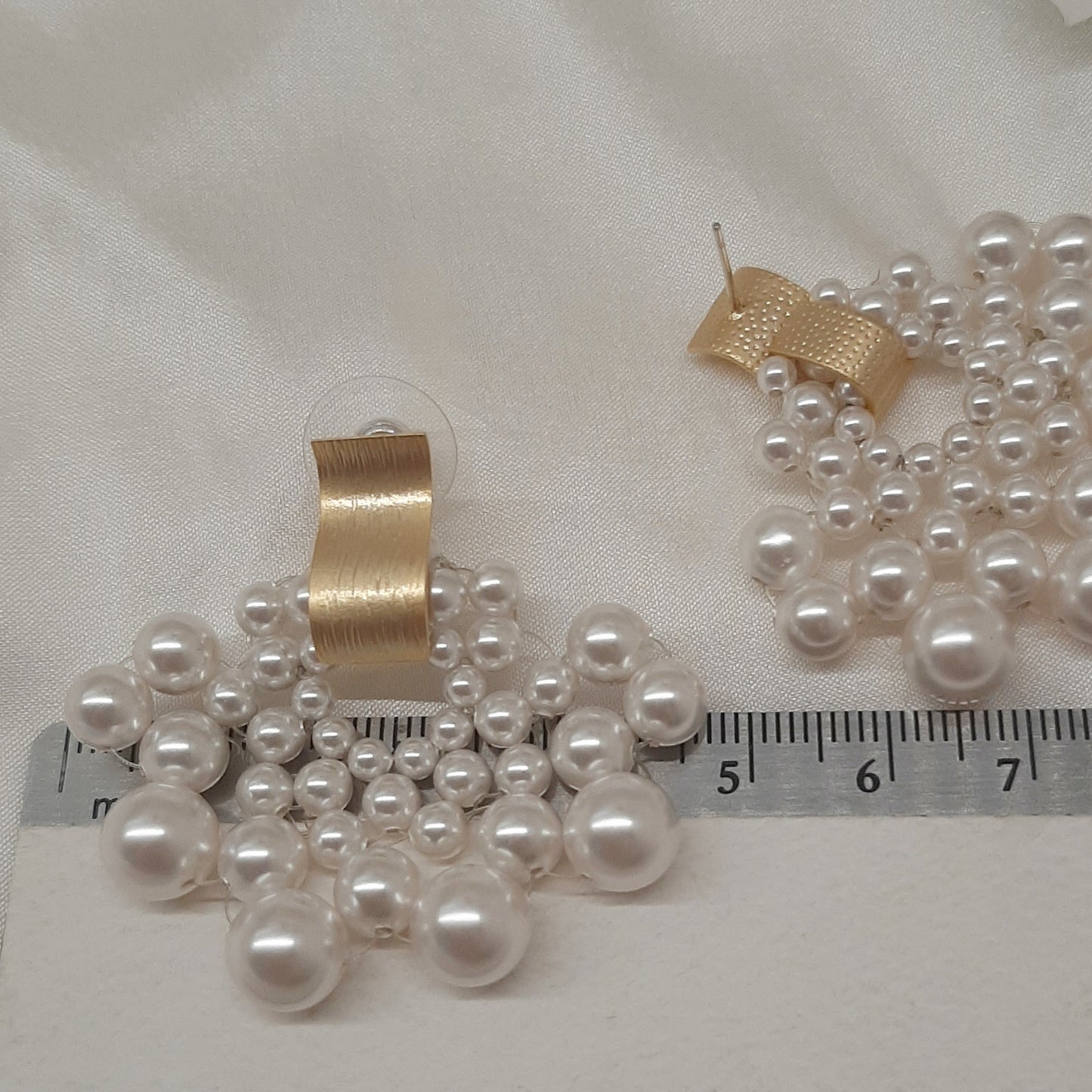 Naomi - Swarovski crystal pearl beads half circle shaped stud earrings