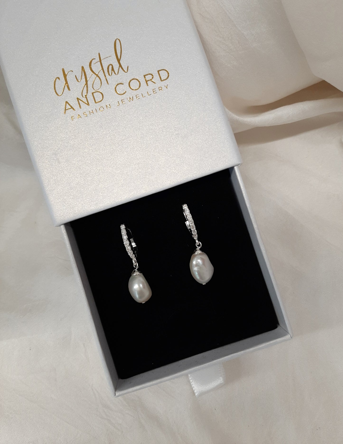 Nora - freshwater pearls sterling silver latchback stud drop earrings