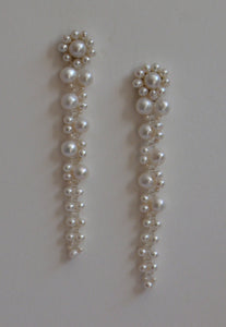 Freshwater pearls elegant long dangle bead earrings