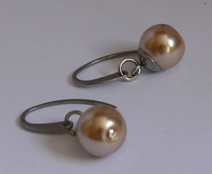 Pearl 12mm round single drop silver-tone earrings