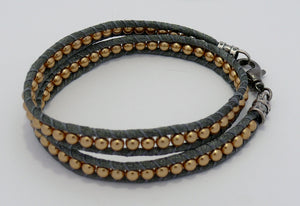 Double wrap satin cord and Swarovski crystal pearl beads bracelet