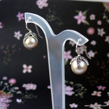 Load image into Gallery viewer, Swarovski crystal pearl single drop Marcasite sterling silver earrings