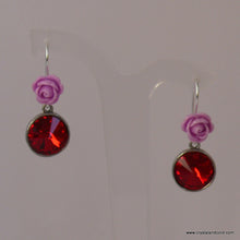 Load image into Gallery viewer, Swarovski crystal rhinestones and flower drop silver-tone earrings