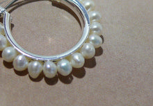 Load image into Gallery viewer, Freya - Freshwater pearls 25mm silver-tone or gold-tone hoop earrings