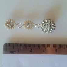 Load image into Gallery viewer, Silver crystal pave ball and Swarovski crystal rhinestone earrings