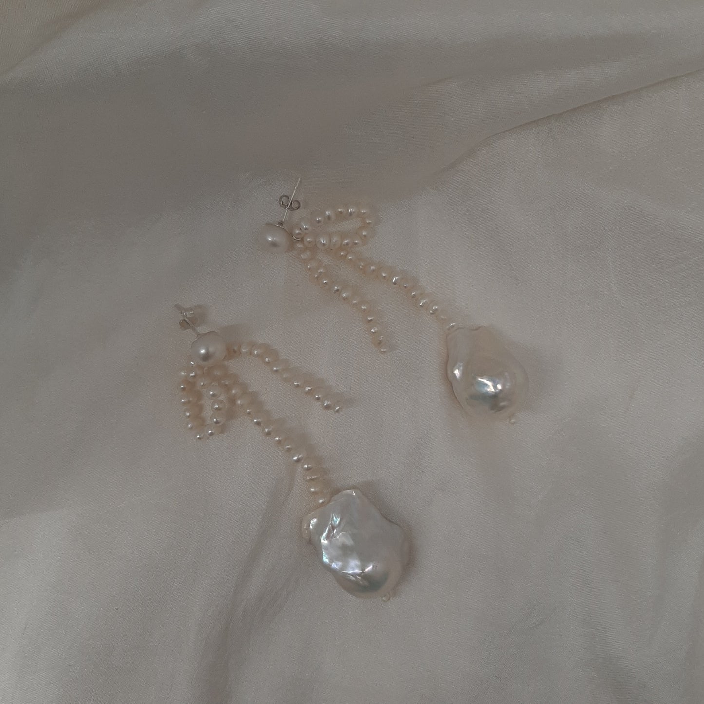 Serafina- freshwater pearls and more freshwater pearls sterling silver stud drop earrings