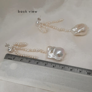 Serafina- freshwater pearls and more freshwater pearls sterling silver stud drop earrings