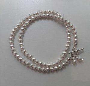 Mackenzie - crystal pearls sterling silver filled toggle clasp and charm bracelet