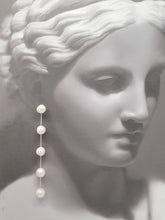 Load image into Gallery viewer, TESS - glorious round natural cultured freshwater pearls and Boston chain thread cascading stud earrings
