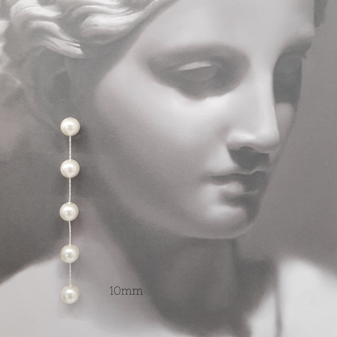 TESSA - crystal pearls and Boston chain thread cascading stud earrings