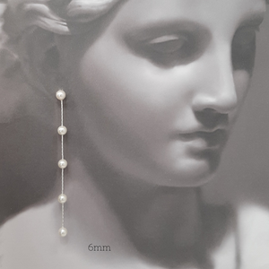 TESSA - crystal pearls and sterling silver Boston chain thread cascading stud earrings