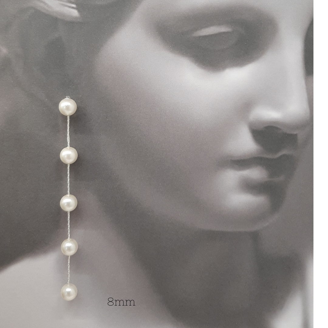 TESSA - crystal pearls and Boston chain thread cascading stud earrings