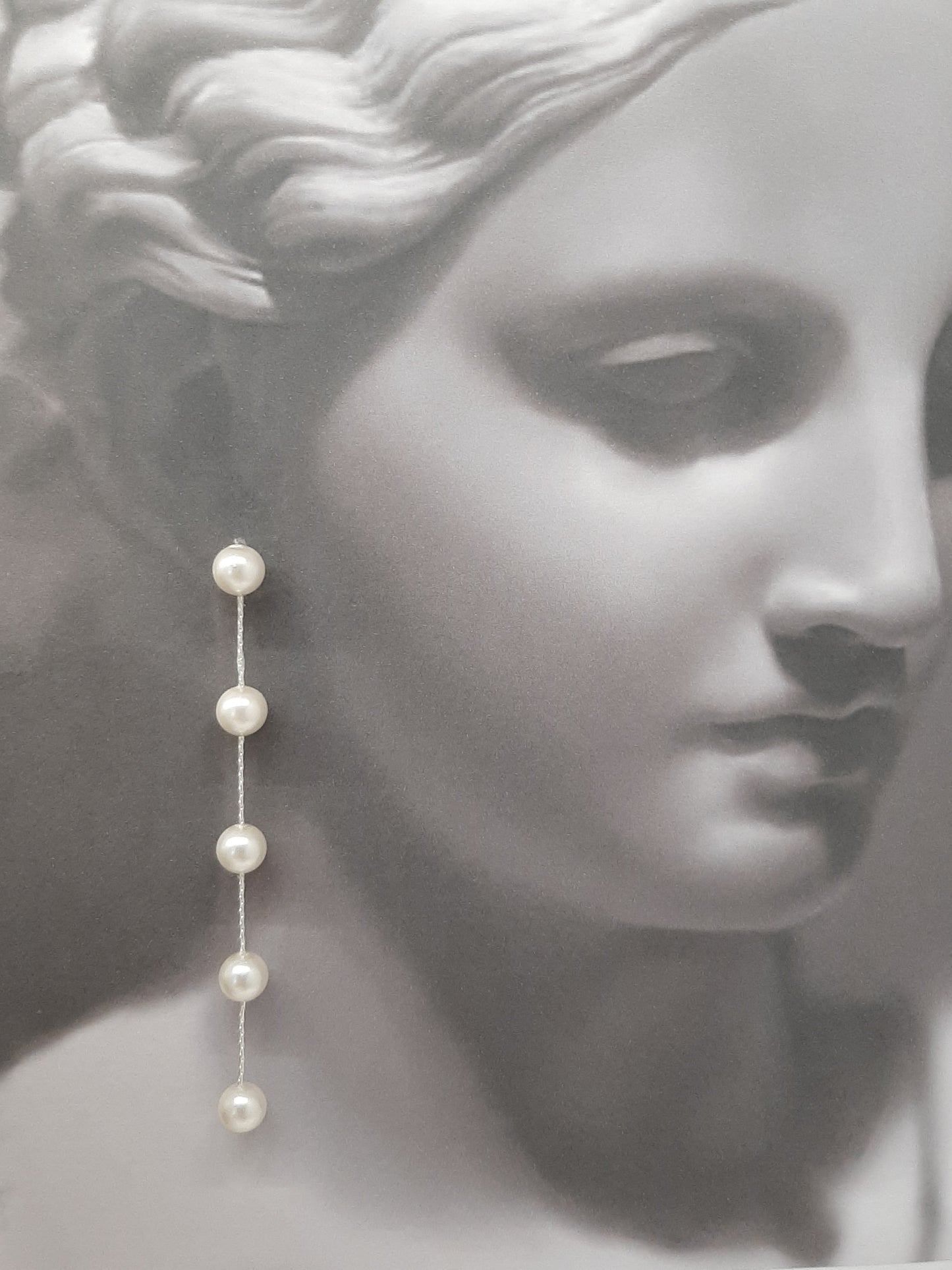 TESSA - crystal pearls and Boston chain thread cascading stud earrings