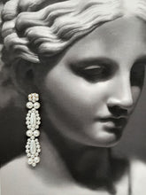 Load image into Gallery viewer, Elizabeth - white round and teardrop shaped crystal pearls cascading stud earrings