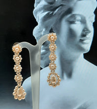 Load image into Gallery viewer, Valentina - white round and pear shaped crystal pearls cascading stud earrings