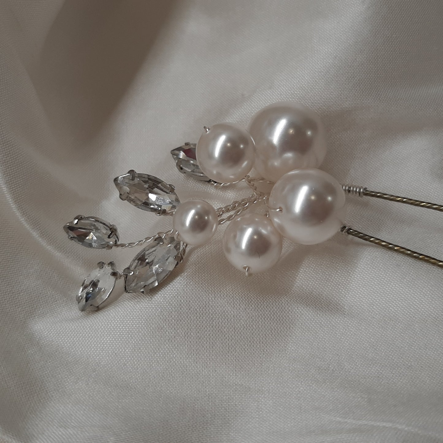 Zoe hair pin - Swarovski crystal pearls and crystal clear rhinestones