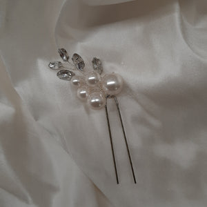 Zoe hair pin - Swarovski crystal pearls and crystal clear rhinestones