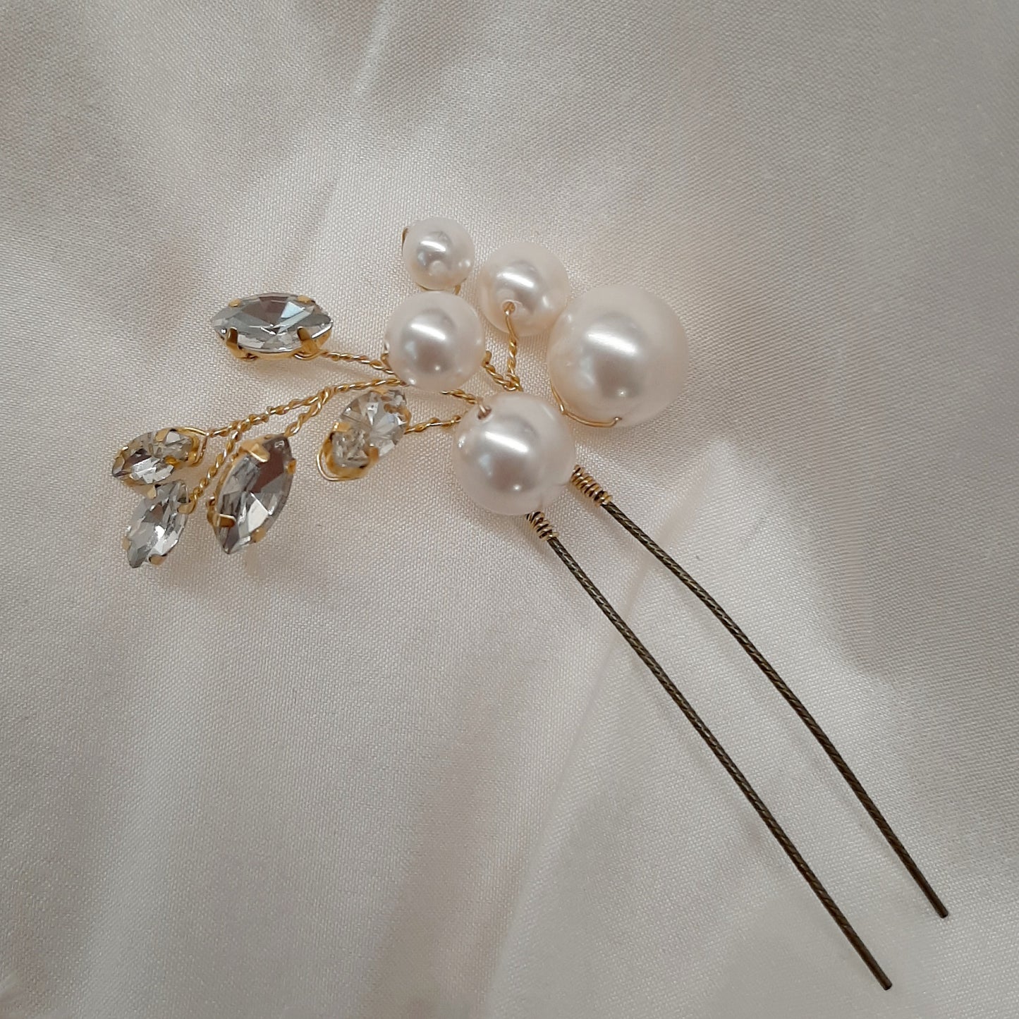 Zoe hair pin - Swarovski crystal pearls and crystal clear rhinestones