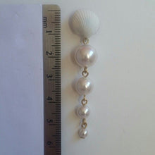 Load image into Gallery viewer, Sea shell and Swarovski crystal pearl cascading stud earrings