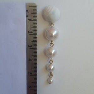 Sea shell and Swarovski crystal pearl cascading stud earrings
